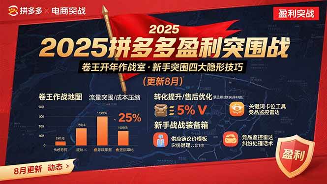 （15687期）2025拼多多盈利突围战：卷王开年作战室，新手突围四大隐形技巧(更新8月)网络赚钱,项目资源网,副业资源网,兼职项目,网赚课程-副业赚钱-互联网创业-独家轻创IP小蜜蜂网创