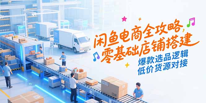 闲鱼电商全攻略，零基础店铺搭建，爆款选品逻辑，低价货源对接网络赚钱,项目资源网,副业资源网,兼职项目,网赚课程-副业赚钱-互联网创业-独家轻创IP小蜜蜂网创