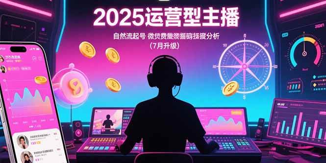 （15508期）2025运营型主播：自然流起号，微付费投放技巧，罗盘数据深度解析(7月更新)网络赚钱,项目资源网,副业资源网,兼职项目,网赚课程-副业赚钱-互联网创业-独家轻创IP小蜜蜂网创