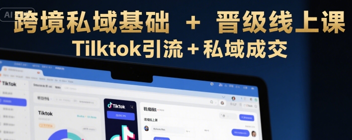 跨境私域基础+晋级线上课，Tilktok引流+私域成交网络赚钱,项目资源网,副业资源网,兼职项目,网赚课程-副业赚钱-互联网创业-独家轻创IP小蜜蜂网创
