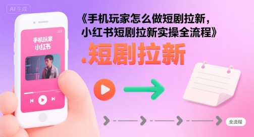 手机玩家怎么做短剧拉新，小红书短剧拉新实操全流程网络赚钱,项目资源网,副业资源网,兼职项目,网赚课程-副业赚钱-互联网创业-独家轻创IP小蜜蜂网创