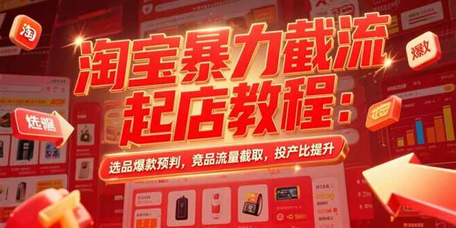 （15468期）淘宝暴力截流起店教程：选品爆款预判，竞品流量截取，投产比提升网络赚钱,项目资源网,副业资源网,兼职项目,网赚课程-副业赚钱-互联网创业-独家轻创IP小蜜蜂网创