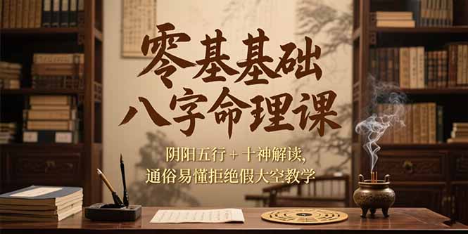 零基础八字命理课，阴阳五行+十神解读，通俗易懂拒绝假大空教学网络赚钱,项目资源网,副业资源网,兼职项目,网赚课程-副业赚钱-互联网创业-独家轻创IP小蜜蜂网创