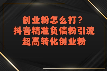 创业粉怎么打？抖音精准负债粉引流，超高转化创业粉网络赚钱,项目资源网,副业资源网,兼职项目,网赚课程-副业赚钱-互联网创业-独家轻创IP小蜜蜂网创