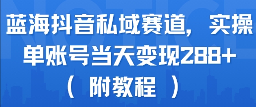 蓝海抖音私域赛道，实操单账号当天变现288+(附教程)网络赚钱,项目资源网,副业资源网,兼职项目,网赚课程-副业赚钱-互联网创业-独家轻创IP小蜜蜂网创