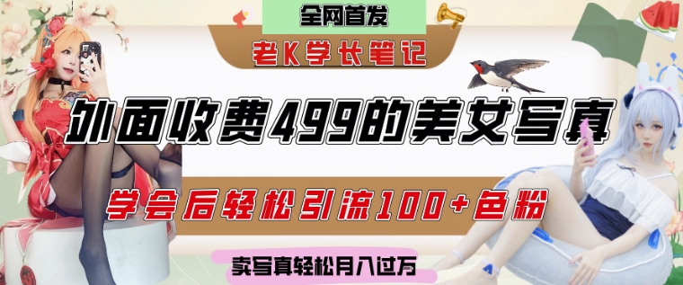 外面收费499的美女写真制作技术，学会后轻松引流S粉变现，日引100+S粉，轻松月入过W网络赚钱,项目资源网,副业资源网,兼职项目,网赚课程-副业赚钱-互联网创业-独家轻创IP小蜜蜂网创