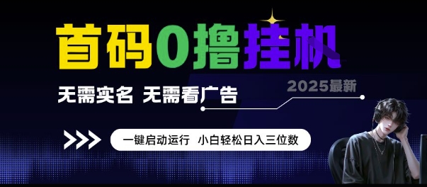 首码0撸挂G项目，无需实名无需看广告 一键启动运行，小白轻松日入三位数【揭秘】网络赚钱,项目资源网,副业资源网,兼职项目,网赚课程-副业赚钱-互联网创业-独家轻创IP小蜜蜂网创
