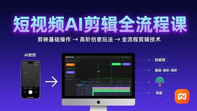 （15647期）短视频AI剪辑技能，从剪映基础操作到高阶创意玩法，全流程剪辑技术网络赚钱,项目资源网,副业资源网,兼职项目,网赚课程-副业赚钱-互联网创业-独家轻创IP小蜜蜂网创