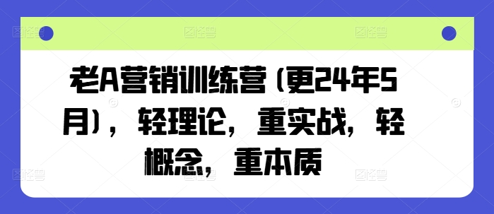 老A营销训练营(更25年6月)，轻理论，重实战，轻概念，重本质网络赚钱,项目资源网,副业资源网,兼职项目,网赚课程-副业赚钱-互联网创业-独家轻创IP小蜜蜂网创