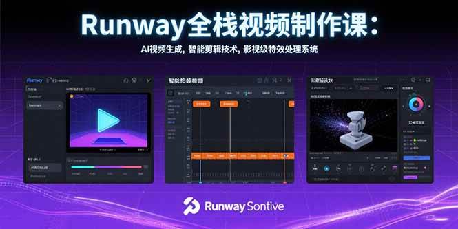 （15515期）Runway全栈视频制作课：AI视频生成，智能剪辑技术，影视级特效处理系统网络赚钱,项目资源网,副业资源网,兼职项目,网赚课程-副业赚钱-互联网创业-独家轻创IP小蜜蜂网创