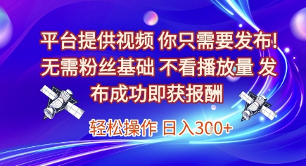 平台提供视频，你只需要发布， 无需粉丝基础，不看播放量，发布成功即获报酬，日入3张【揭秘】网络赚钱,项目资源网,副业资源网,兼职项目,网赚课程-副业赚钱-互联网创业-独家轻创IP小蜜蜂网创