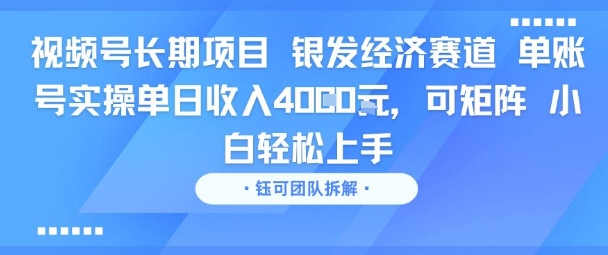 视频号长期项目 银发经济赛道 单账号实操单日收入1k，可矩阵 小白轻松上手网络赚钱,项目资源网,副业资源网,兼职项目,网赚课程-副业赚钱-互联网创业-独家轻创IP小蜜蜂网创