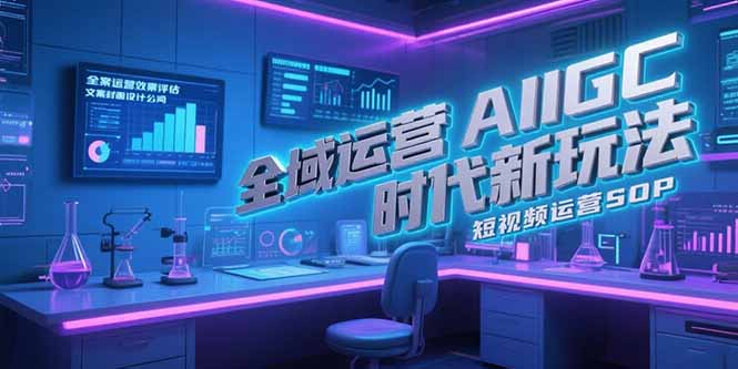 全域运营AIGC时代新玩法，文案封面设计公式，短视频运营SOP网络赚钱,项目资源网,副业资源网,兼职项目,网赚课程-副业赚钱-互联网创业-独家轻创IP小蜜蜂网创
