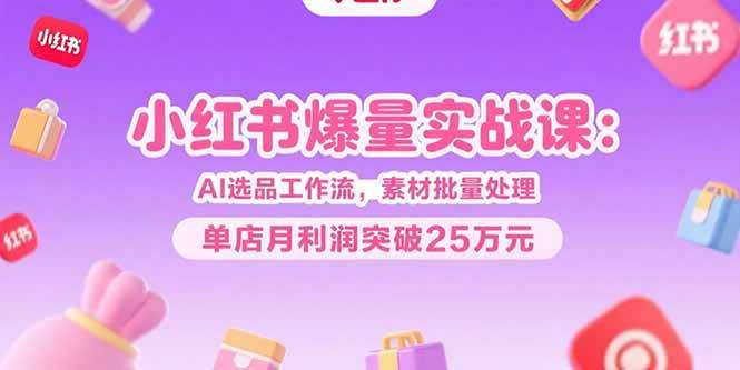 （15462期）小红书爆量实战课：AI选品工作流，素材批量处理，单店月利润突破25万元网络赚钱,项目资源网,副业资源网,兼职项目,网赚课程-副业赚钱-互联网创业-独家轻创IP小蜜蜂网创