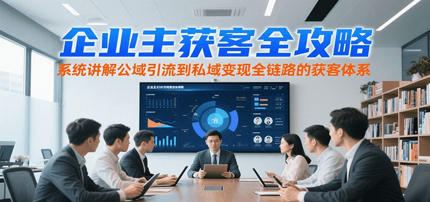 企业主获客全攻略，系统讲解公域引流到私域变现全链路的获客体系网络赚钱,项目资源网,副业资源网,兼职项目,网赚课程-副业赚钱-互联网创业-独家轻创IP小蜜蜂网创