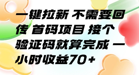 一键拉新 不需要回传 首码项目 接个验证码就算完成 一小时收益70+【揭秘】网络赚钱,项目资源网,副业资源网,兼职项目,网赚课程-副业赚钱-互联网创业-独家轻创IP小蜜蜂网创