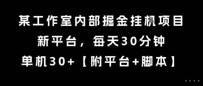 某工作室内部掘金挂G项目，新平台，每天30分钟，单机30+【揭秘】网络赚钱,项目资源网,副业资源网,兼职项目,网赚课程-副业赚钱-互联网创业-独家轻创IP小蜜蜂网创