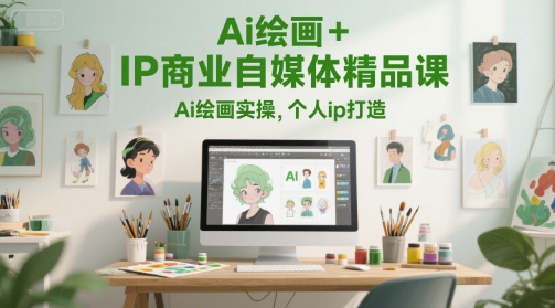 Ai绘画+IP商业自媒体精品课，Ai绘画实操，个人ip打造网络赚钱,项目资源网,副业资源网,兼职项目,网赚课程-副业赚钱-互联网创业-独家轻创IP小蜜蜂网创