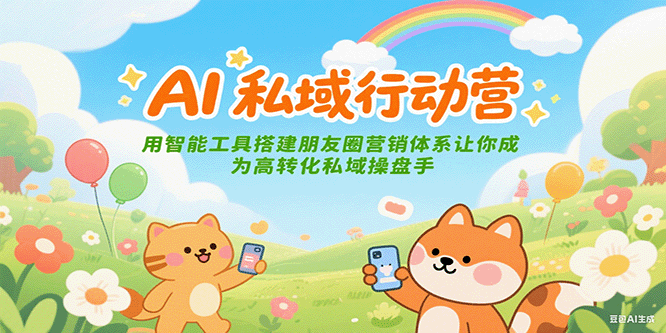 AI私域行动营：用智能工具搭建朋友圈营销体系让你成为高转化私域操盘手网络赚钱,项目资源网,副业资源网,兼职项目,网赚课程-副业赚钱-互联网创业-独家轻创IP小蜜蜂网创