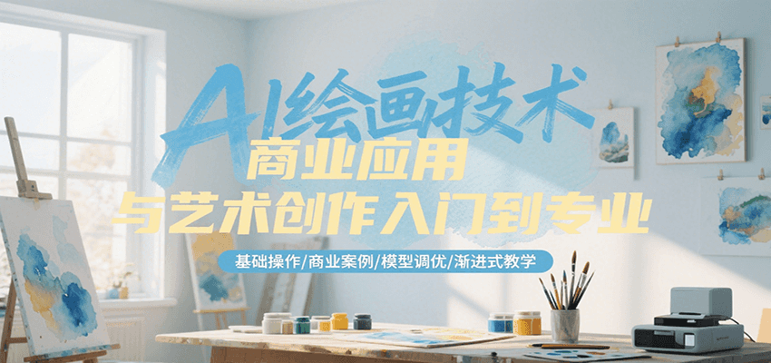 AI绘画技术商业应用与艺术创作入门到专业，基础操作/商业案例/模型调优/渐进式教学网络赚钱,项目资源网,副业资源网,兼职项目,网赚课程-副业赚钱-互联网创业-独家轻创IP小蜜蜂网创
