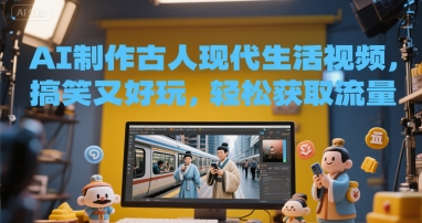 AI制作古人现代生活视频，搞笑又好玩，轻松获取流量网络赚钱,项目资源网,副业资源网,兼职项目,网赚课程-副业赚钱-互联网创业-独家轻创IP小蜜蜂网创