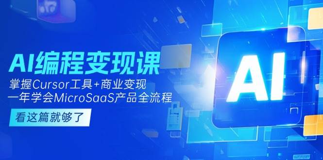 （15063期）AI编程变现课：掌握Cursor工具+商业变现，一年学会MicroSaaS产品全流程网络赚钱,项目资源网,副业资源网,兼职项目,网赚课程-副业赚钱-互联网创业-独家轻创IP小蜜蜂网创