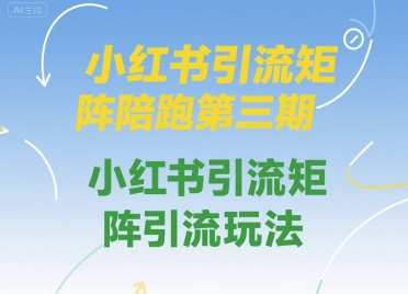 小红书引流矩阵陪跑第三期，小红书引流矩阵引流玩法网络赚钱,项目资源网,副业资源网,兼职项目,网赚课程-副业赚钱-互联网创业-独家轻创IP小蜜蜂网创