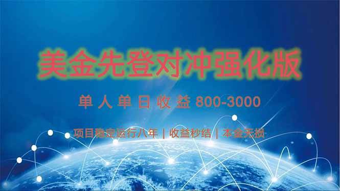 （15012期）美金先登计划对冲强化版，2025年黑马中最暴力收益日收益1k-4k（可放大…网络赚钱,项目资源网,副业资源网,兼职项目,网赚课程-副业赚钱-互联网创业-独家轻创IP小蜜蜂网创