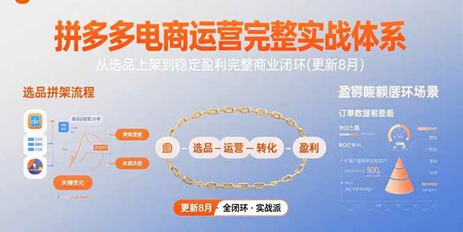 （15579期）拼多多电商运营完整实战体系，从选品上架到稳定盈利完整商业闭环(更新8月)网络赚钱,项目资源网,副业资源网,兼职项目,网赚课程-副业赚钱-互联网创业-独家轻创IP小蜜蜂网创