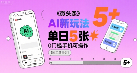 微头条AI新玩法，小白单日5张+，0门槛手机可操作【附工具指令】网络赚钱,项目资源网,副业资源网,兼职项目,网赚课程-副业赚钱-互联网创业-独家轻创IP小蜜蜂网创