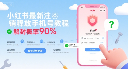 小红书最新注销释放手机号教程，解封概率90%网络赚钱,项目资源网,副业资源网,兼职项目,网赚课程-副业赚钱-互联网创业-独家轻创IP小蜜蜂网创