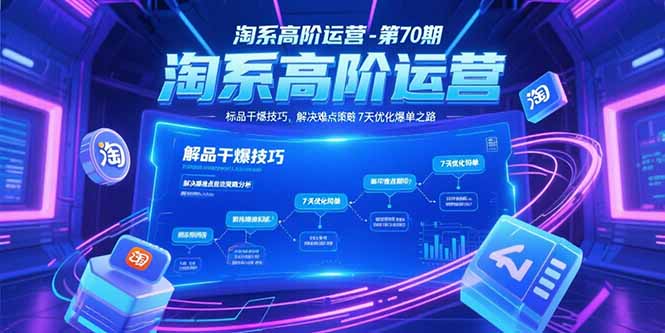 淘系高阶运营-第70期，标品干爆技巧，解决难点策略，大佬操盘方法网络赚钱,项目资源网,副业资源网,兼职项目,网赚课程-副业赚钱-互联网创业-独家轻创IP小蜜蜂网创