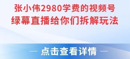 张小伟2980付费额视频号绿幕直播给你们拆解玩法网络赚钱,项目资源网,副业资源网,兼职项目,网赚课程-副业赚钱-互联网创业-独家轻创IP小蜜蜂网创