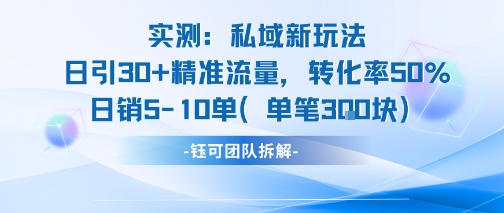 实测私域新玩法日引30加精准流量转化率50%日销5-10单每笔3张网络赚钱,项目资源网,副业资源网,兼职项目,网赚课程-副业赚钱-互联网创业-独家轻创IP小蜜蜂网创