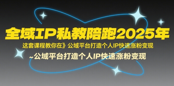 全域IP私教陪跑2025年，这套课程教你在公域平台打造个人IP快速涨粉变现网络赚钱,项目资源网,副业资源网,兼职项目,网赚课程-副业赚钱-互联网创业-独家轻创IP小蜜蜂网创