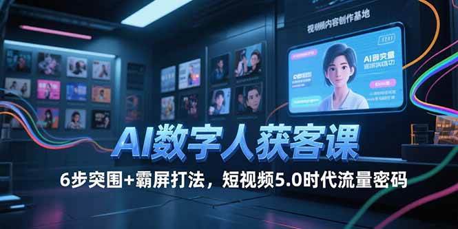 （15247期）AI数字人获客课，6步突围+霸屏打法，短视频5.0时代流量密码网络赚钱,项目资源网,副业资源网,兼职项目,网赚课程-副业赚钱-互联网创业-独家轻创IP小蜜蜂网创