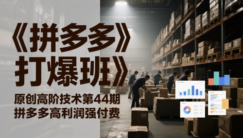 《拼多多打爆班》原创高阶技术第44期，拼多多高利润强付费网络赚钱,项目资源网,副业资源网,兼职项目,网赚课程-副业赚钱-互联网创业-独家轻创IP小蜜蜂网创