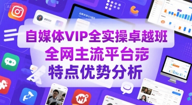 自媒体VIP全实操卓越班，全网主流平台特点优势分析网络赚钱,项目资源网,副业资源网,兼职项目,网赚课程-副业赚钱-互联网创业-独家轻创IP小蜜蜂网创