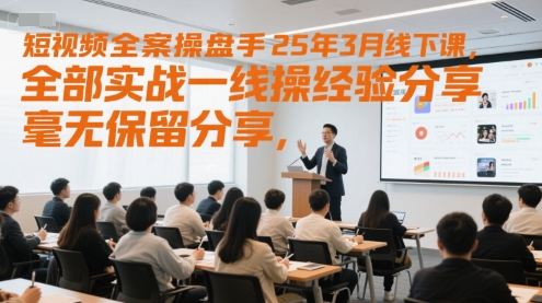 短视频全案操盘手25年3月线下课，全部实战一线操盘手经验分享，毫无保留分享，全是干货网络赚钱,项目资源网,副业资源网,兼职项目,网赚课程-副业赚钱-互联网创业-独家轻创IP小蜜蜂网创