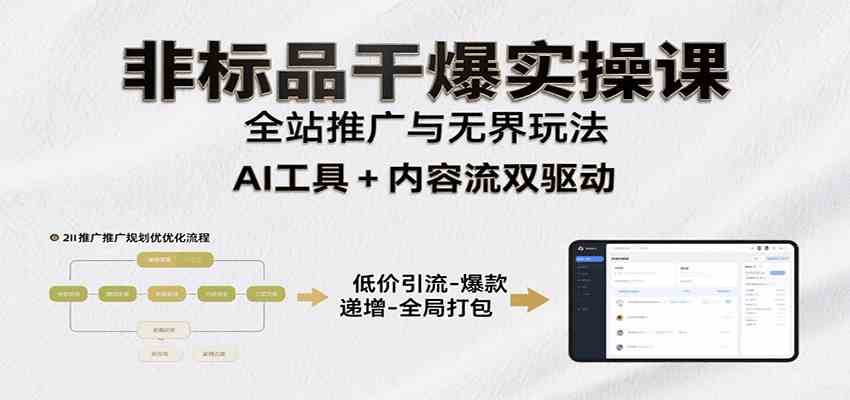 非标品干爆实操课：含多案例及操盘方法，从选品到推广、成交，助力打造爆款实现盈利网络赚钱,项目资源网,副业资源网,兼职项目,网赚课程-副业赚钱-互联网创业-独家轻创IP小蜜蜂网创