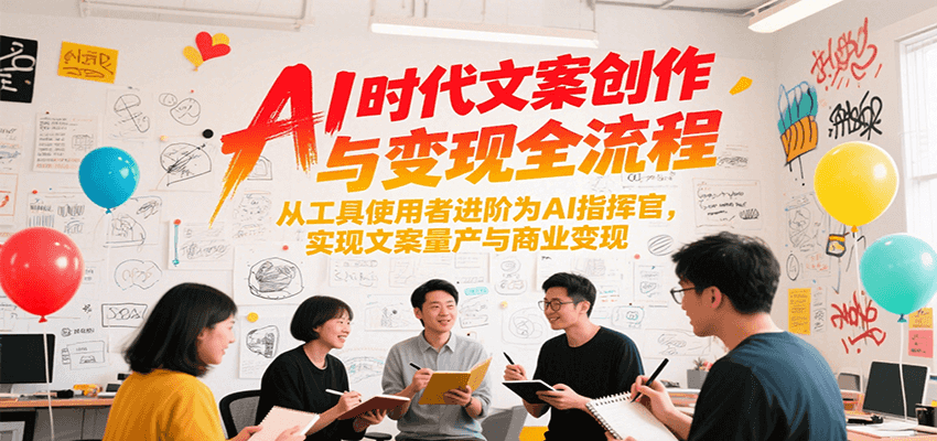 AI时代文案创作与变现全流程，从工具使用者进阶为AI指挥官，实现文案量产与商业变现网络赚钱,项目资源网,副业资源网,兼职项目,网赚课程-副业赚钱-互联网创业-独家轻创IP小蜜蜂网创
