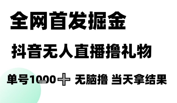 全网首发掘金抖音无人直播撸礼物，单号1k +无脑撸，当天拿结果【揭秘】网络赚钱,项目资源网,副业资源网,兼职项目,网赚课程-副业赚钱-互联网创业-独家轻创IP小蜜蜂网创