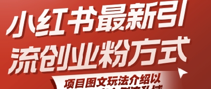 小红书最新引流创业粉方式，项目图文玩法介绍以及如何安全倒流私域网络赚钱,项目资源网,副业资源网,兼职项目,网赚课程-副业赚钱-互联网创业-独家轻创IP小蜜蜂网创