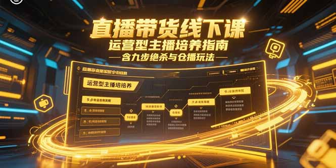 直播带货线下课，运营型主播培养指南，含九步绝杀与仓播玩法网络赚钱,项目资源网,副业资源网,兼职项目,网赚课程-副业赚钱-互联网创业-独家轻创IP小蜜蜂网创