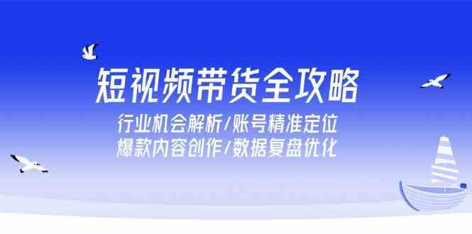 短视频带货全攻略，行业机会解析/账号精准定位/爆款内容创作/数据复盘优化网络赚钱,项目资源网,副业资源网,兼职项目,网赚课程-副业赚钱-互联网创业-独家轻创IP小蜜蜂网创