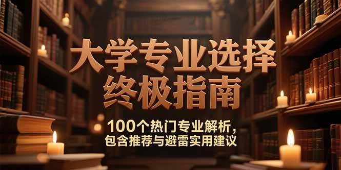 （15261期）付费文：大学专业选择终极指南,100个热门专业解析,包含推荐与避雷实用建议网络赚钱,项目资源网,副业资源网,兼职项目,网赚课程-副业赚钱-互联网创业-独家轻创IP小蜜蜂网创