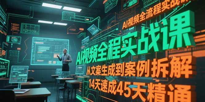 （15172期）AI视频全流程实战课，从文案生成到案例拆解，14天速成45天精通网络赚钱,项目资源网,副业资源网,兼职项目,网赚课程-副业赚钱-互联网创业-独家轻创IP小蜜蜂网创
