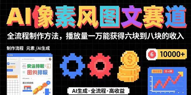 （15572期）AI像素风图文赛道：全流程制作方法，播放量一万能获得6块到8块的收入网络赚钱,项目资源网,副业资源网,兼职项目,网赚课程-副业赚钱-互联网创业-独家轻创IP小蜜蜂网创