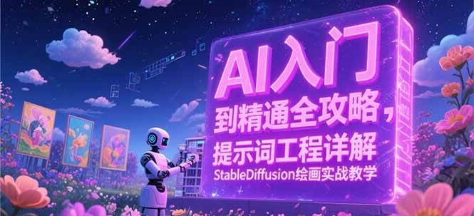 AI入门到精通全攻略，提示词工程详解，StableDiffusion绘画实战教学网络赚钱,项目资源网,副业资源网,兼职项目,网赚课程-副业赚钱-互联网创业-独家轻创IP小蜜蜂网创