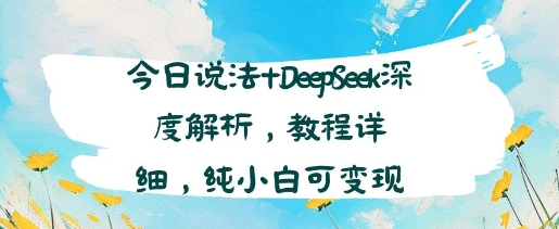 今日说法+DeepSeek深度解析，教程详细，纯小白可变现网络赚钱,项目资源网,副业资源网,兼职项目,网赚课程-副业赚钱-互联网创业-独家轻创IP小蜜蜂网创